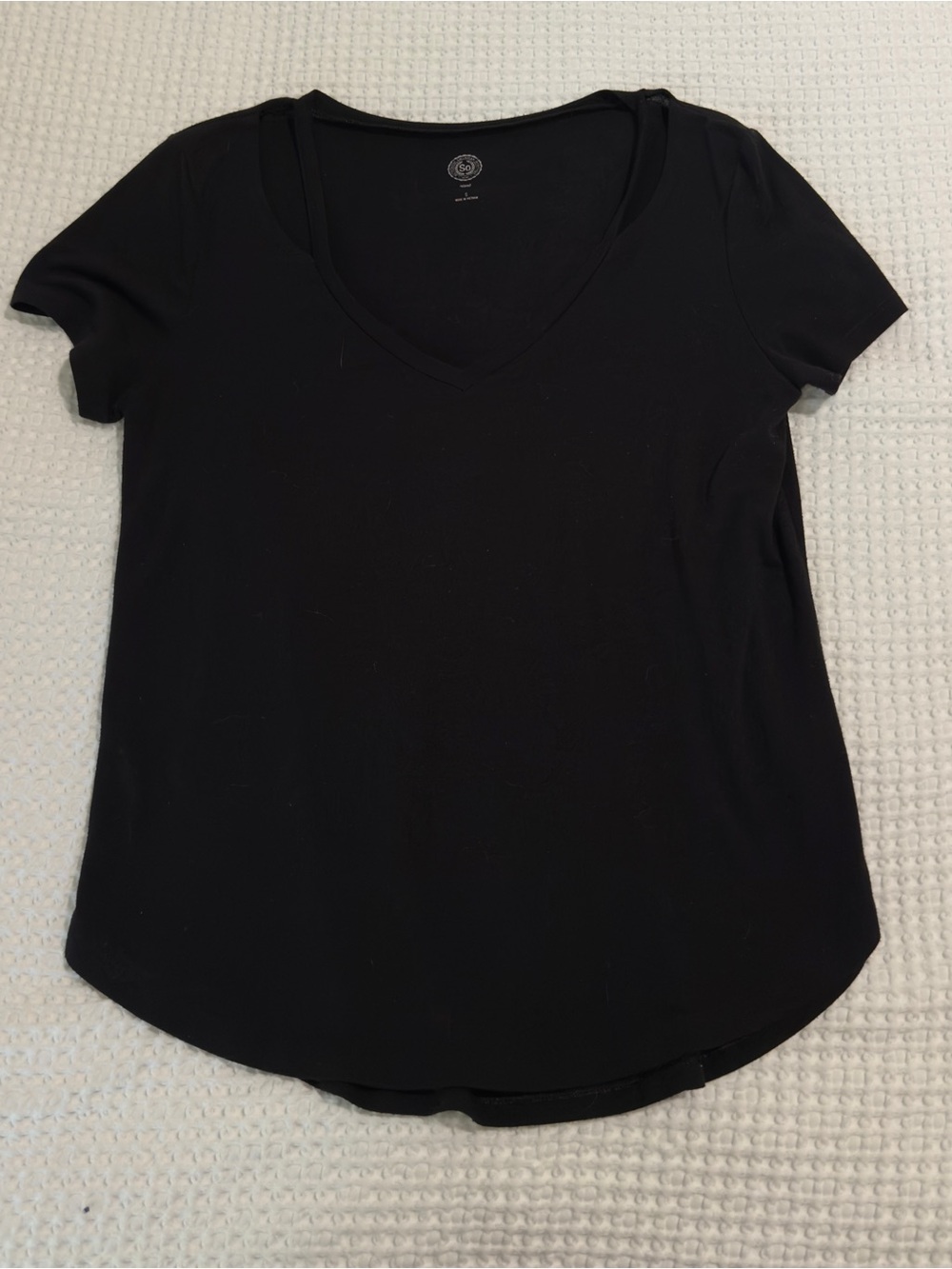 Classic Black V-Neck Short Sleeve Women's Top